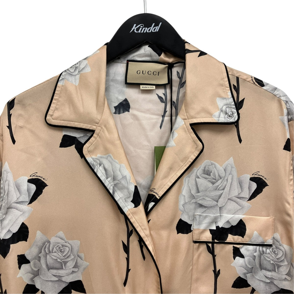 薔薇柄シルクシャツ