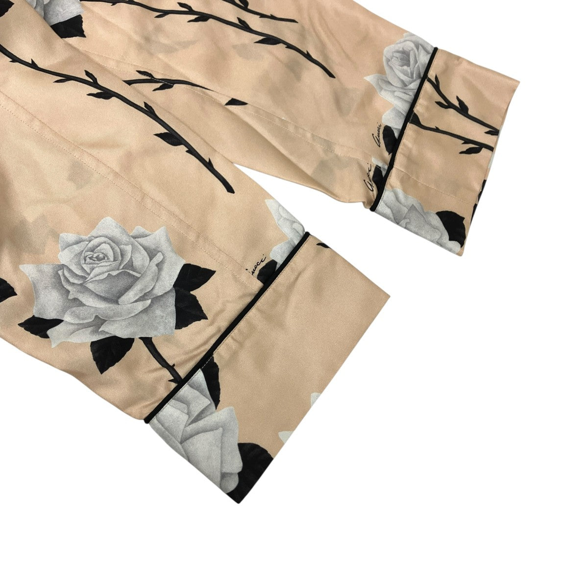 薔薇柄シルクシャツ