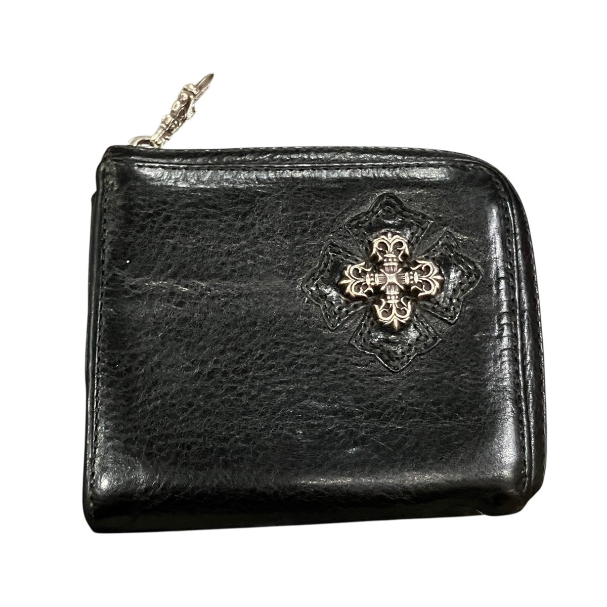 Filigree Cross Half Zip Leather Wallet