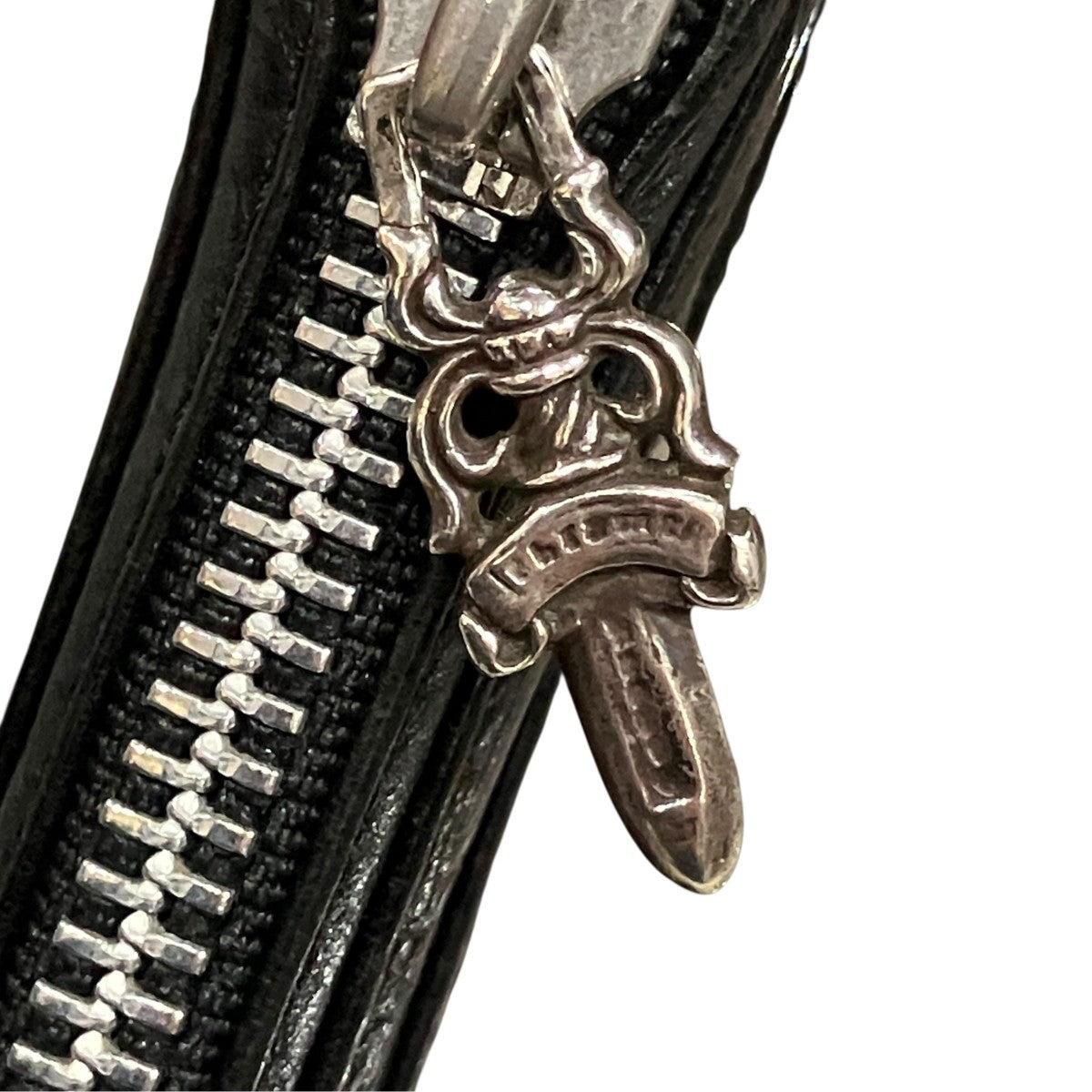 Filigree Cross Half Zip Leather Wallet