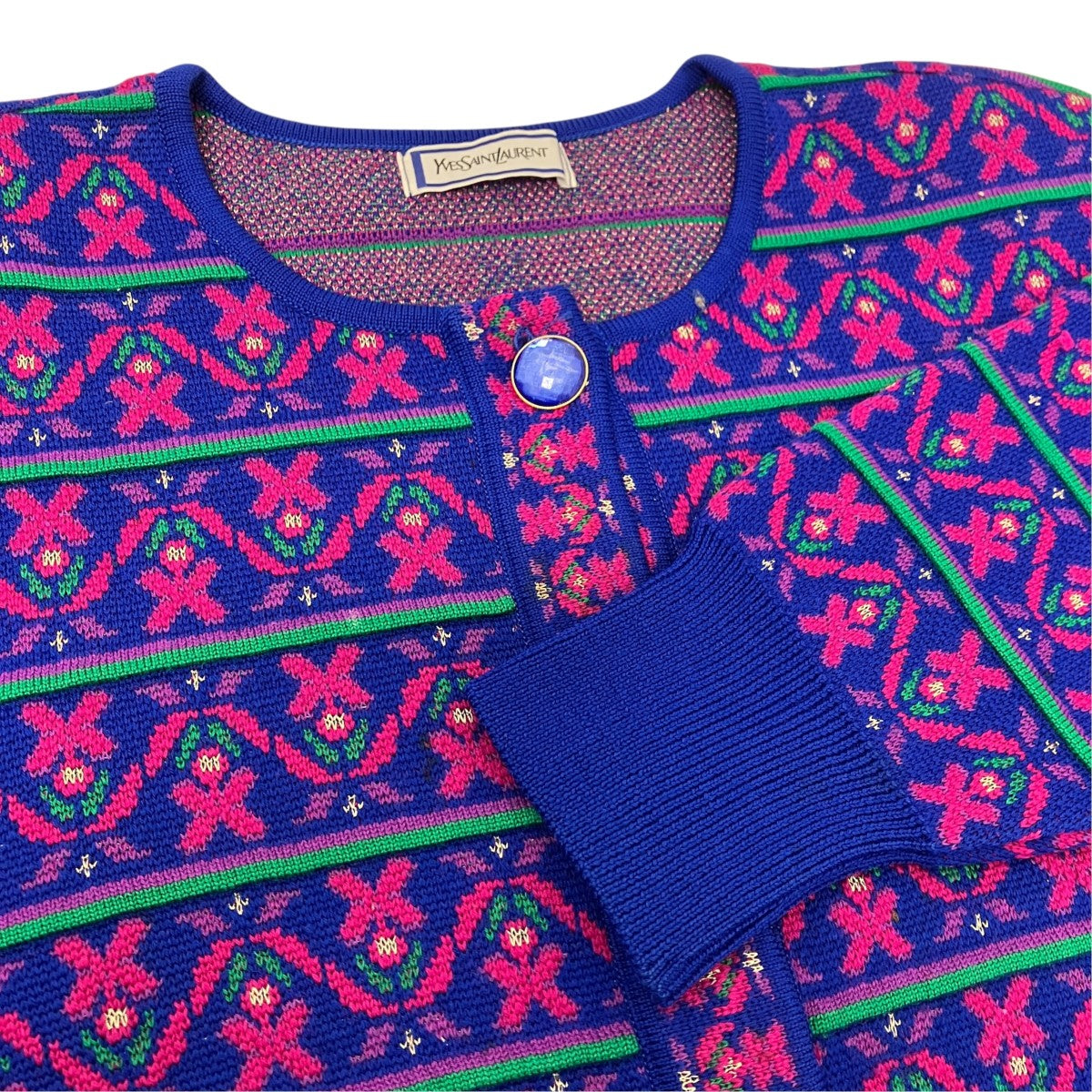 Yves Saint Laurent 花柄カーディガン 古着・中古-4枚目のアイテム画像