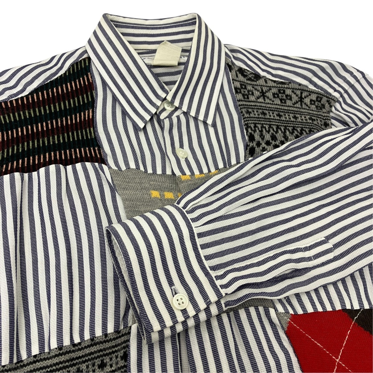 COMME des GARCONS SHIRT パッチワークストライプシャツ 古着・中古-4枚目のアイテム画像
