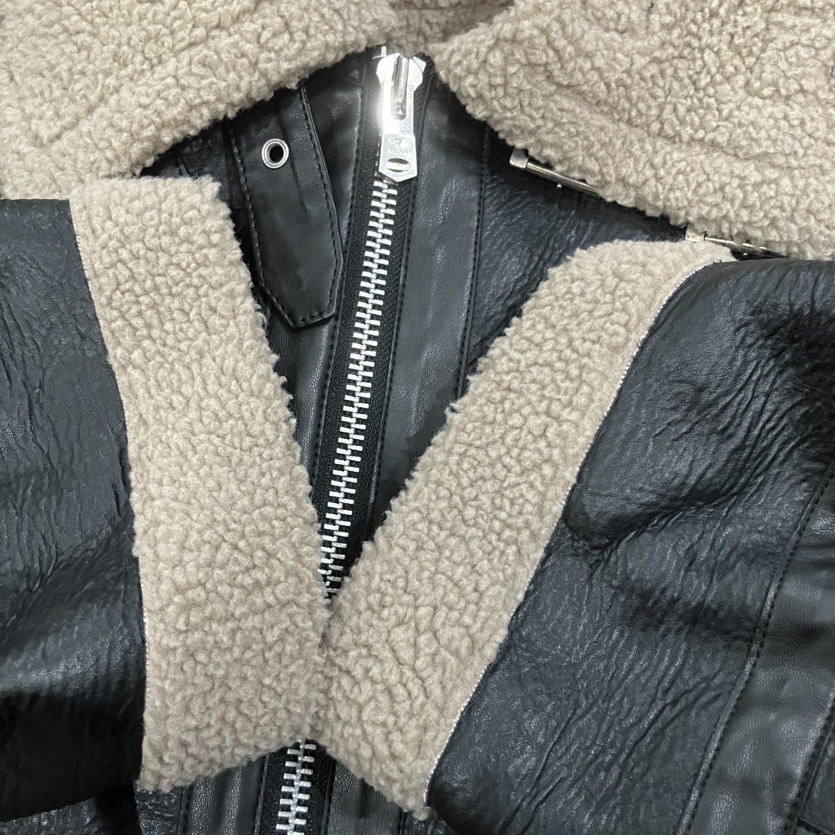 double zip balloon shaped faux mouton flight jacket フェイクムートンフライトジャケット