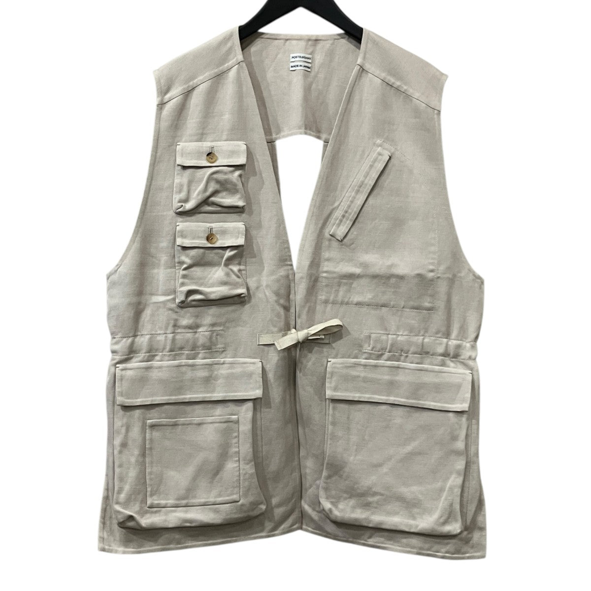 26SSCotton Linen Rever Pocket Vest