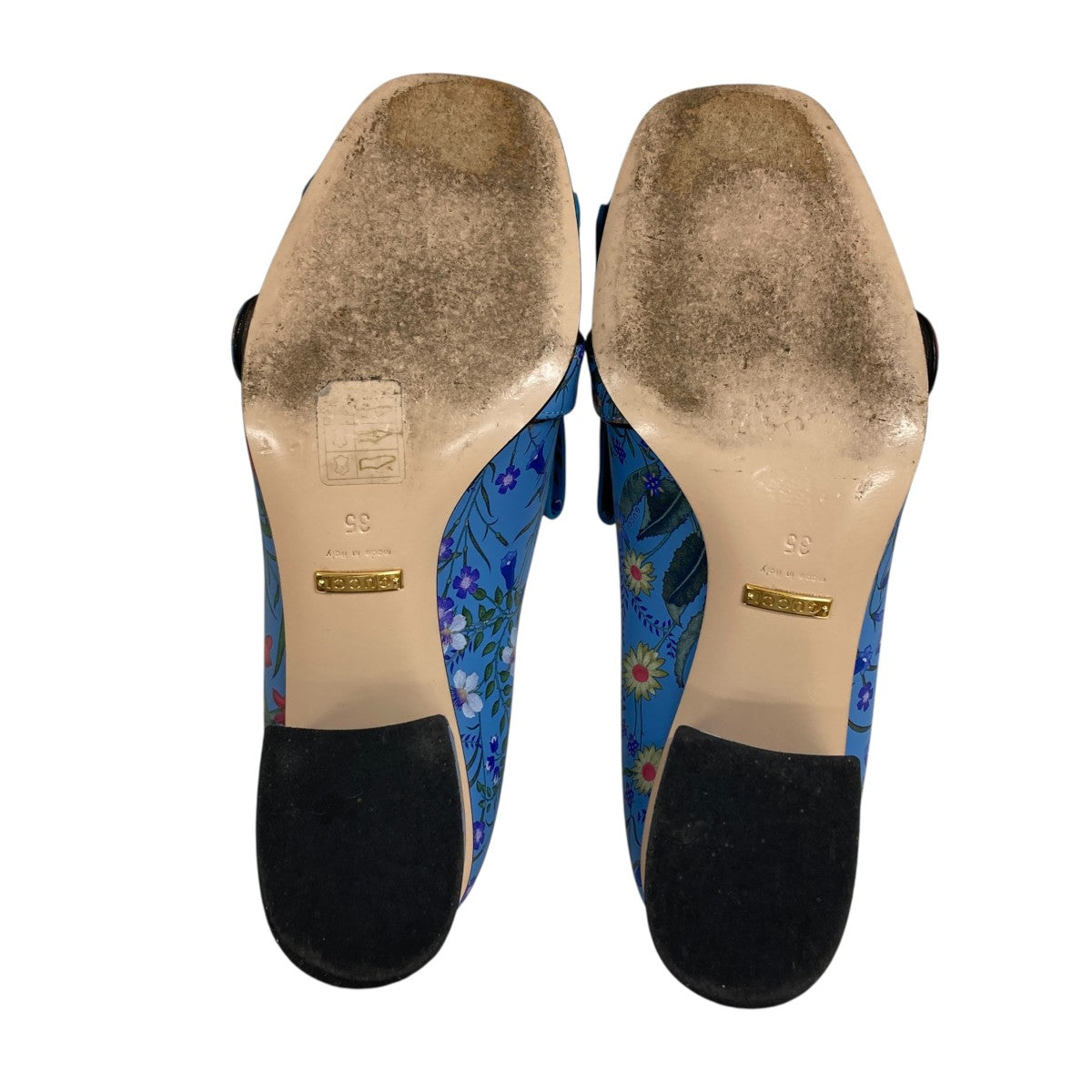 GUCCI(グッチ) GGマーモントフラワ^デザインパンプス ブルー サイズ 35