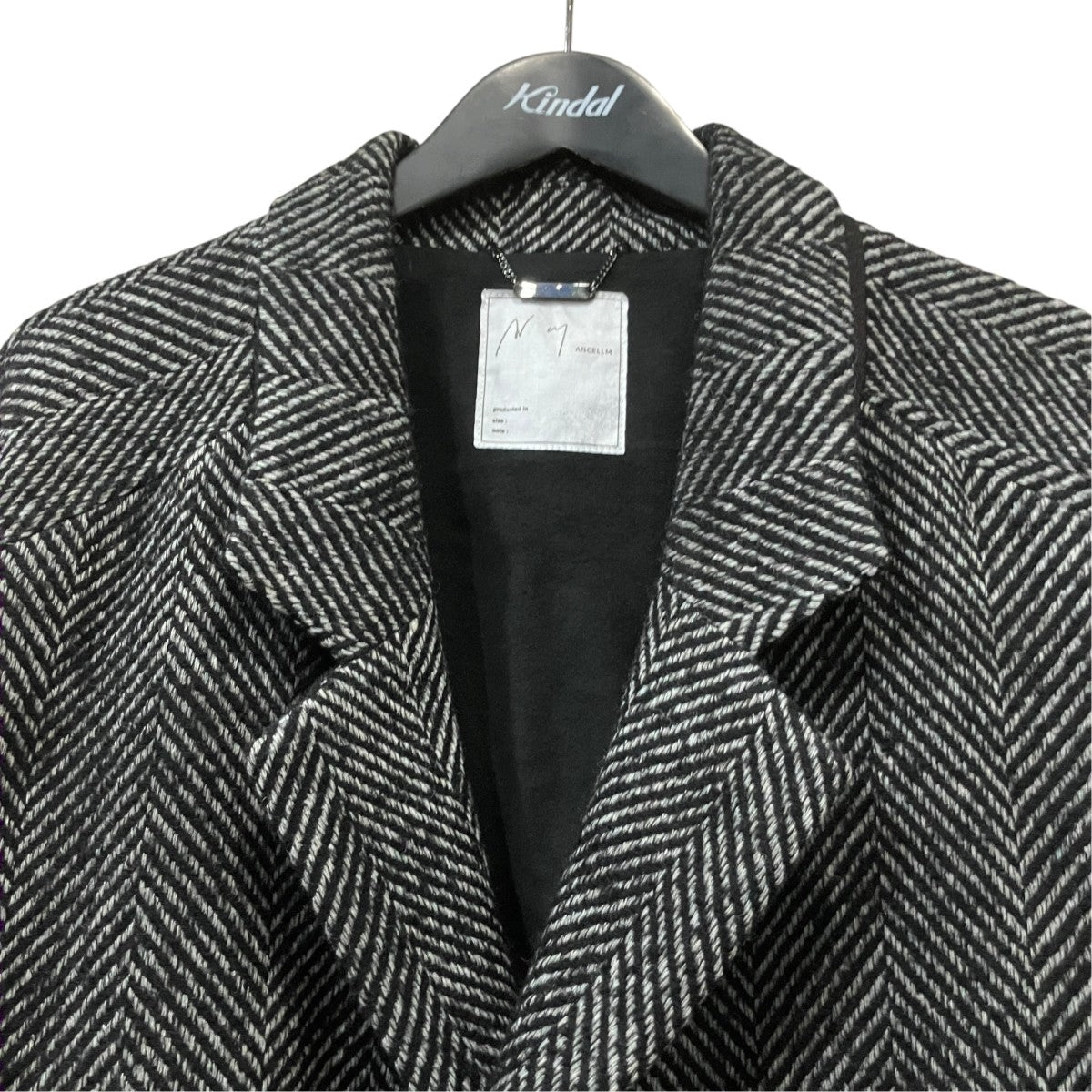ANCELLM ヘリンボーン チェスターコート 古着・中古-3枚目のアイテム画像