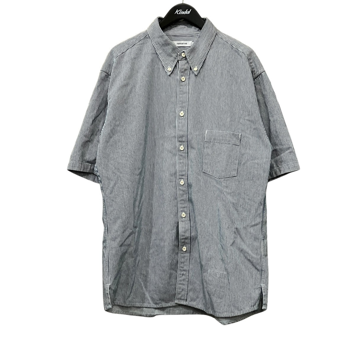 STRANGER L／S SHIRT LINEN OXFORD DK ストライプコットンシャツ