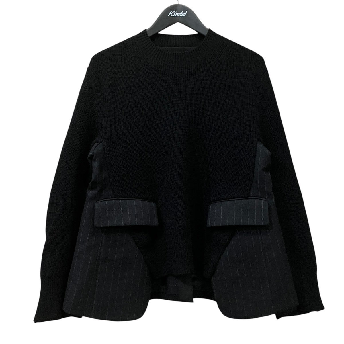 chalk stripe knit pullover ドッキングプルオーバーニット