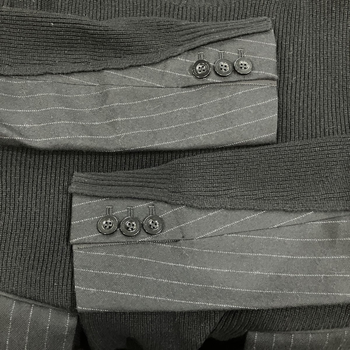 chalk stripe knit pullover ドッキングプルオーバーニット