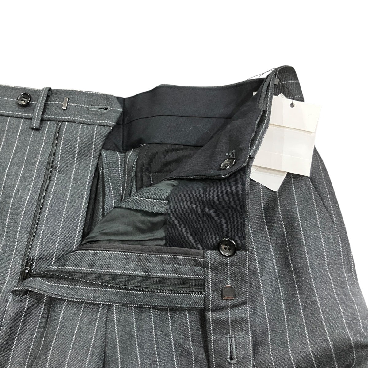 JOHN LAWRENCE SULLIVAN ｢WOOL GABARDINE DOUBLE ZIPPERFLY TROUSERS｣センタープレスストライプスラックス2A003-0125-14 古着・中古-4枚目のアイテム画像