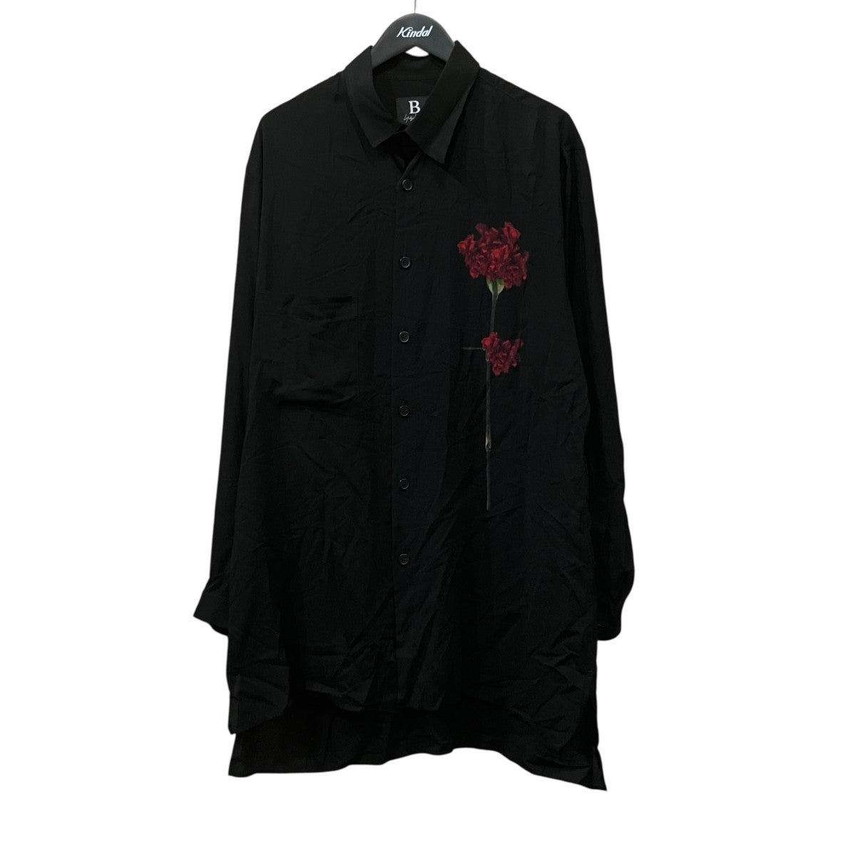 B Yohji Yamamoto 一輪花段違レーヨンシャツ 古着・中古-1枚目のアイテム画像