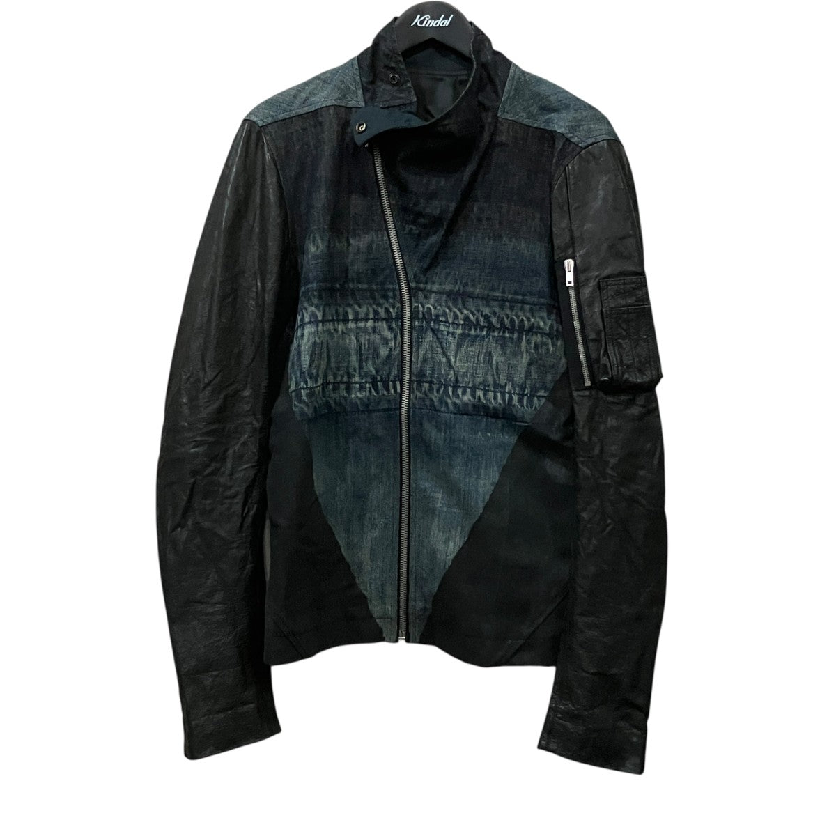 RICK OWENS レザースリーブデニムジャケット 古着・中古-1枚目のアイテム画像