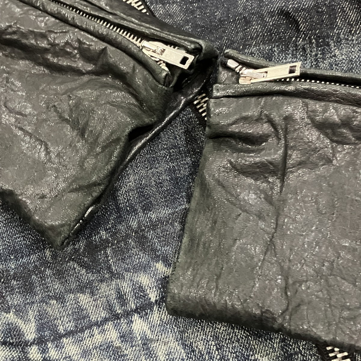 RICK OWENS レザースリーブデニムジャケット 古着・中古-4枚目のアイテム画像
