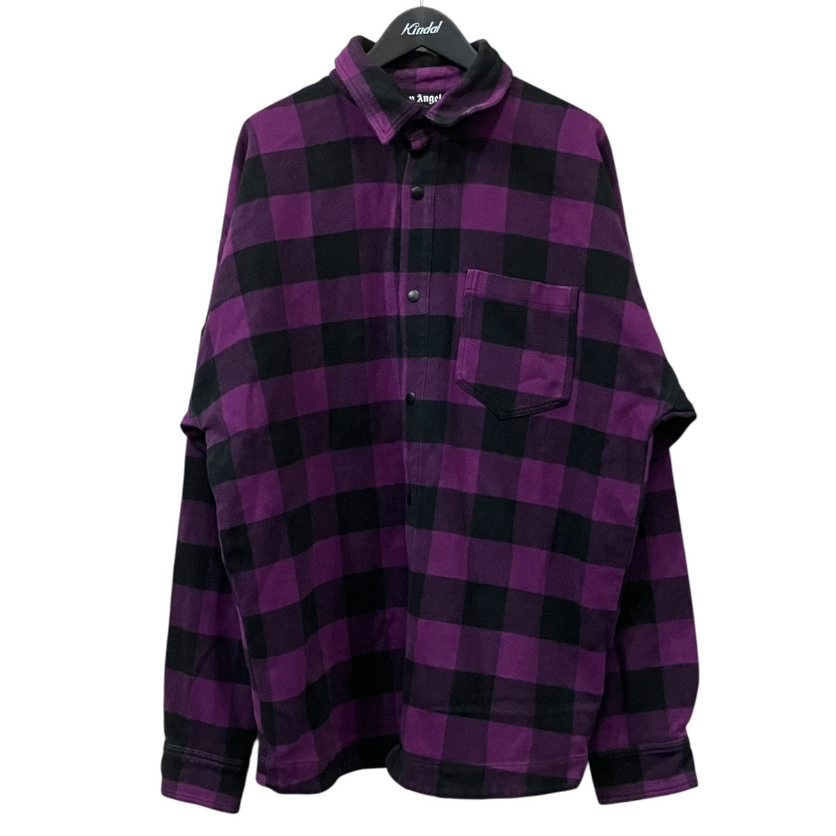 Palm Angels オーバーサイズ ロゴプリント ネイビー　チェック柄 Palm Angels(パームエンジェルス) Classic Logo Overshirt バックロゴ