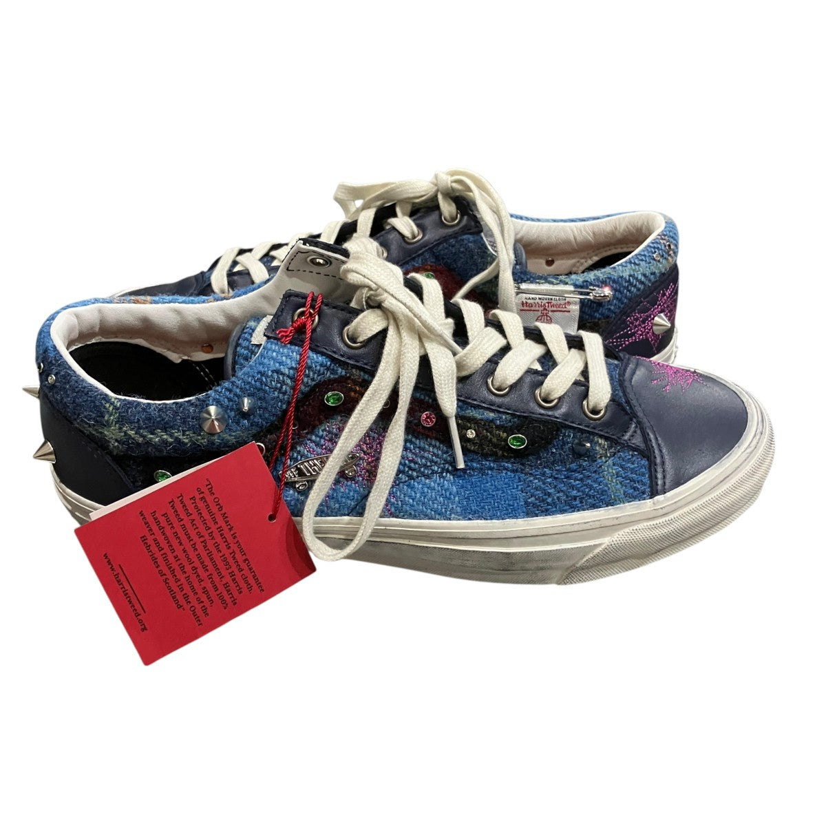VANS×Harris Tweed Old Skool 36 Tweed Navy Blue ローカットスニーカー 古着・中古-4枚目のアイテム画像