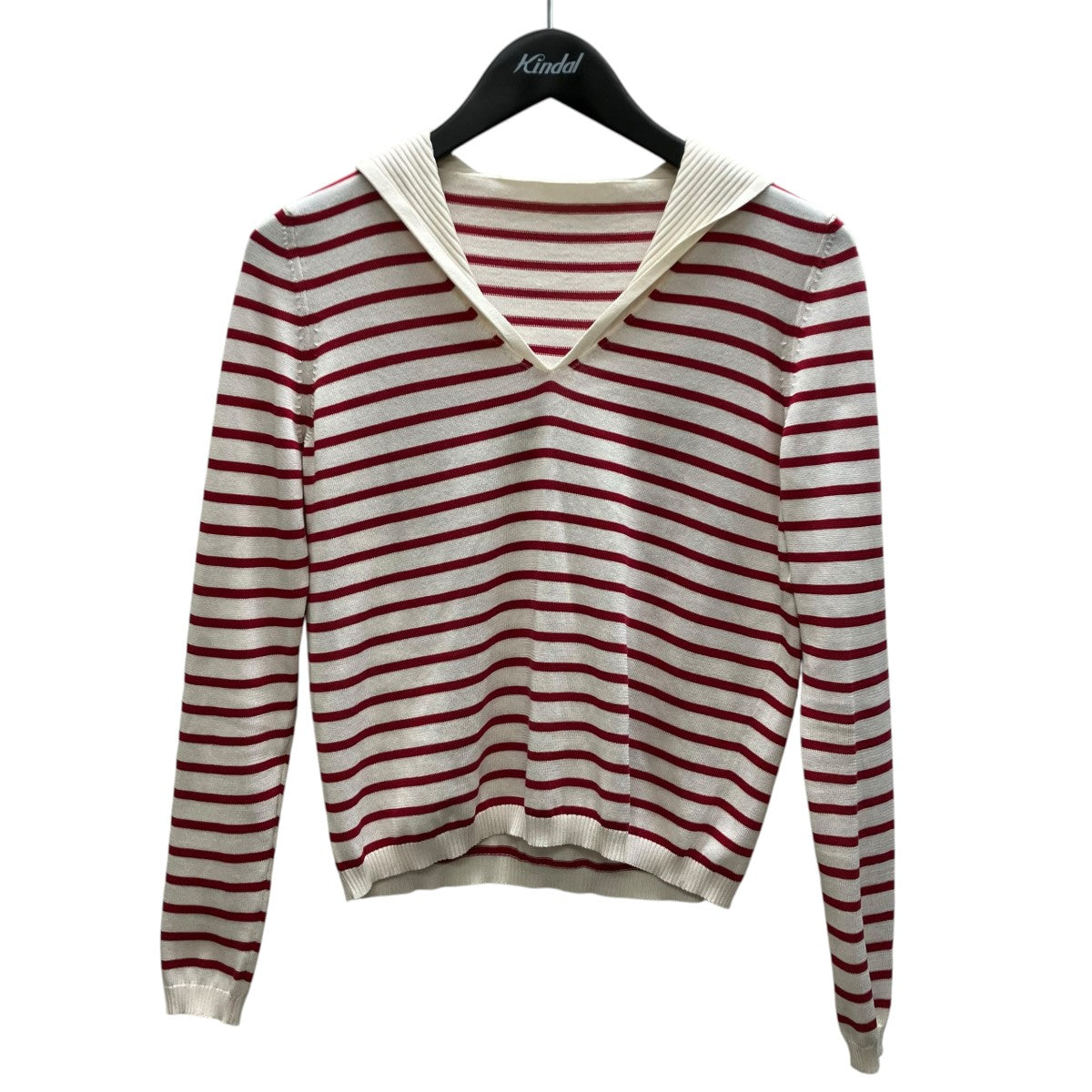 Christian Dior セーラーカラーボーダーコットンニット 古着・中古-1枚目のアイテム画像