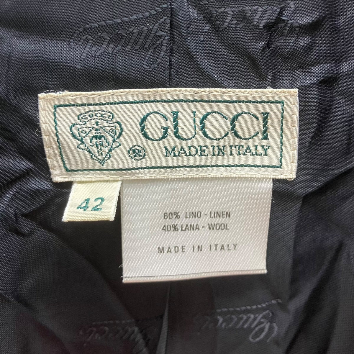 GUCCI ノーカラーチェックジャケット 古着・中古-5枚目のアイテム画像