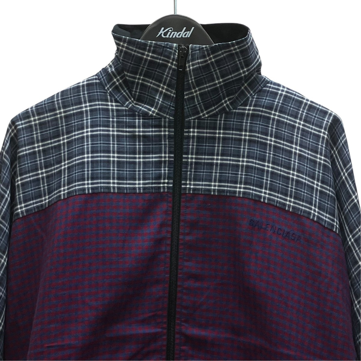 BALENCIAGA ポプリンチェックジップジャケット 古着・中古-2枚目のアイテム画像