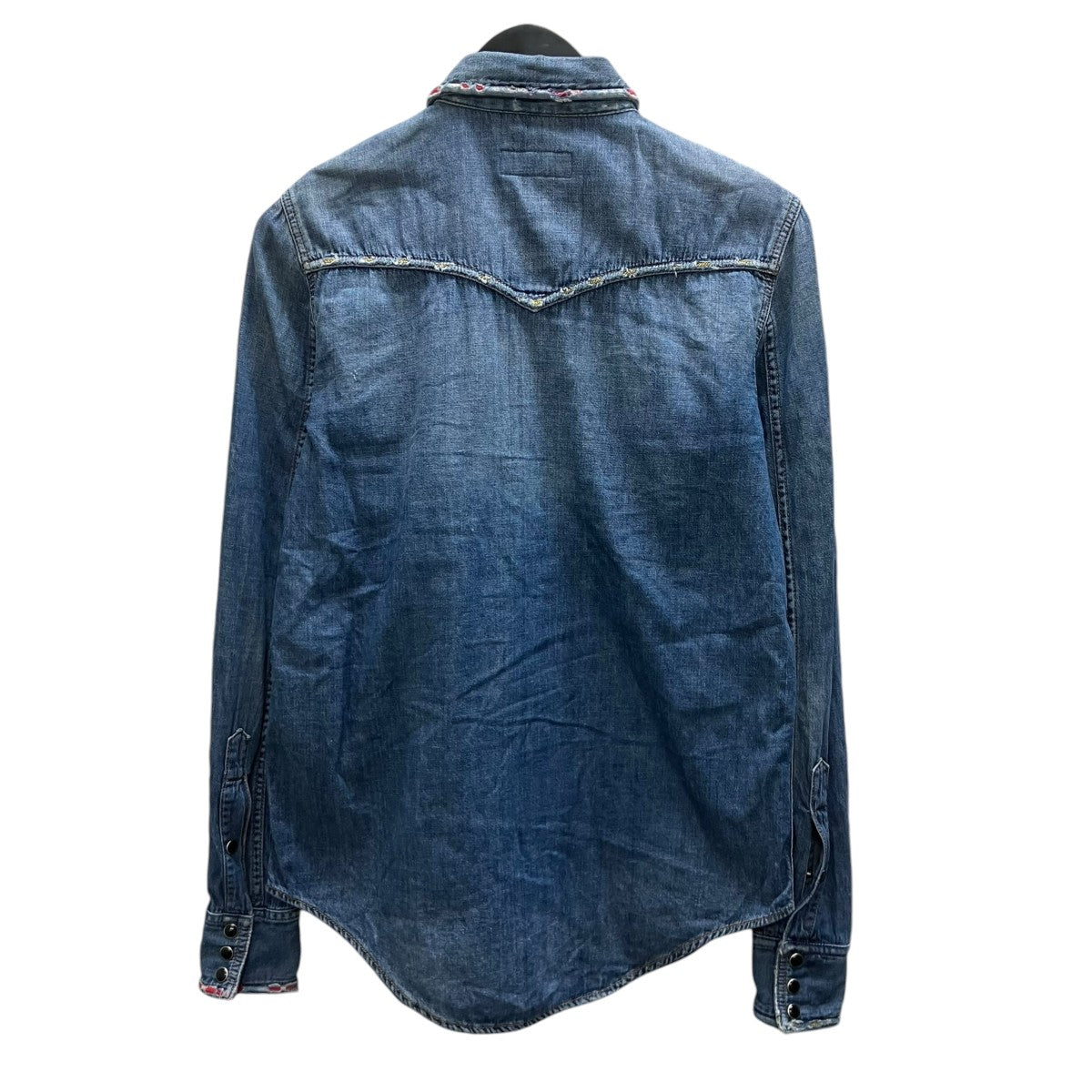 Saint Laurent Paris クラッシュ加工デニムウエスタンシャツ 古着・中古-2枚目のアイテム画像