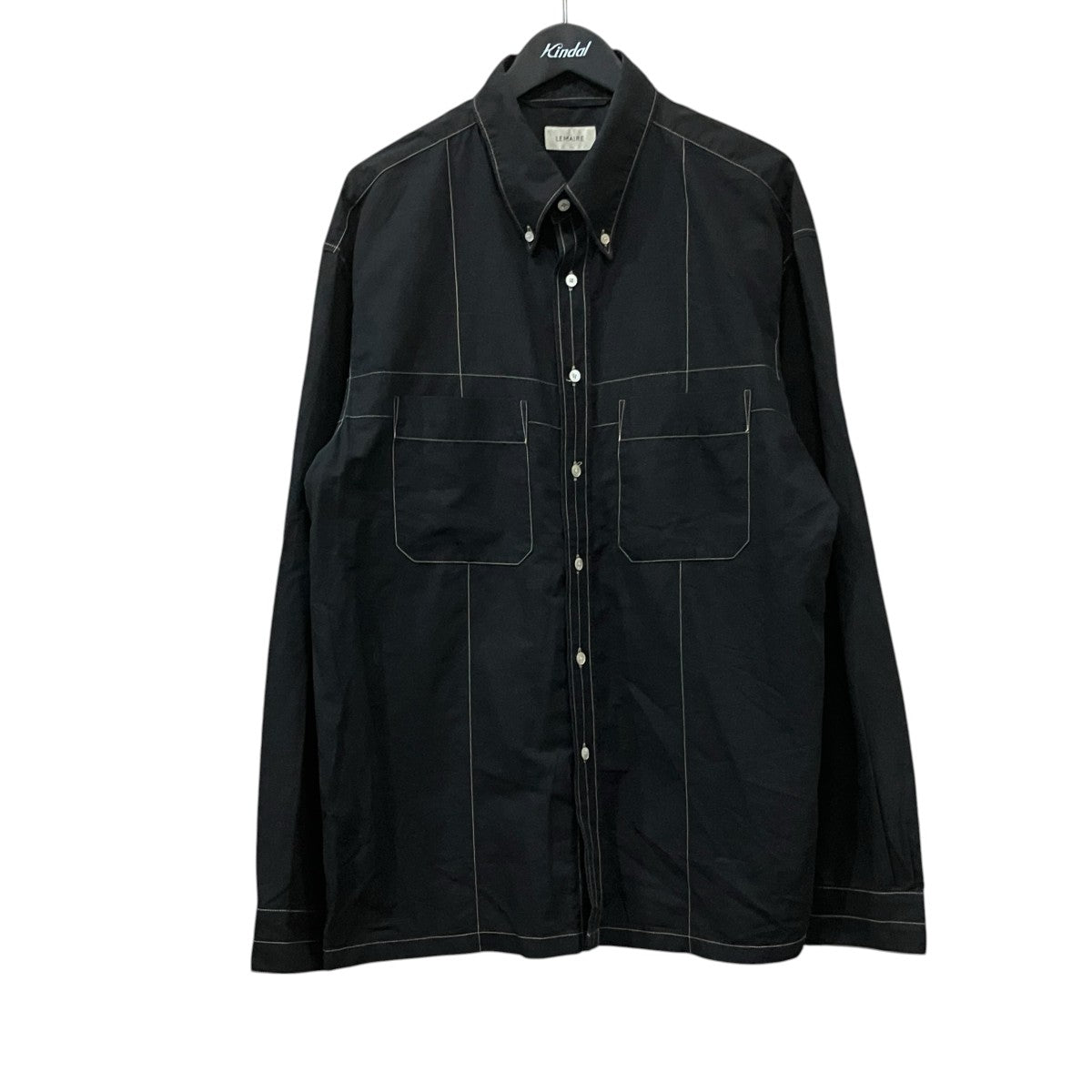 LEMAIRE BLACK MILITALY SHIRT ステッチデザインシャツ 古着・中古-1枚目のアイテム画像