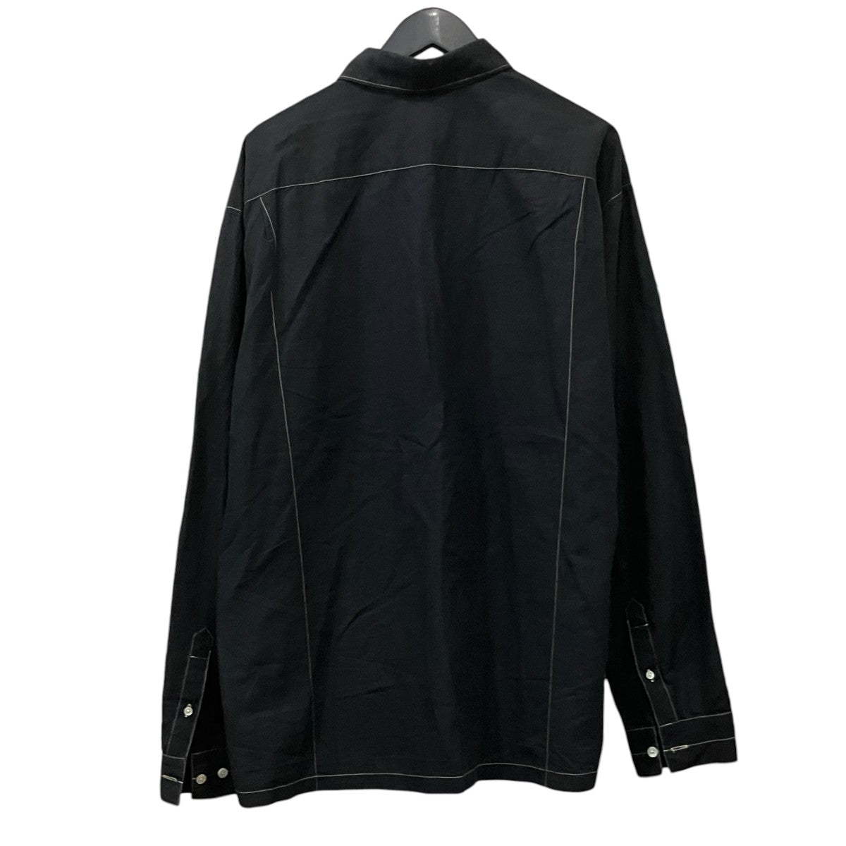 LEMAIRE BLACK MILITALY SHIRT ステッチデザインシャツ 古着・中古-2枚目のアイテム画像