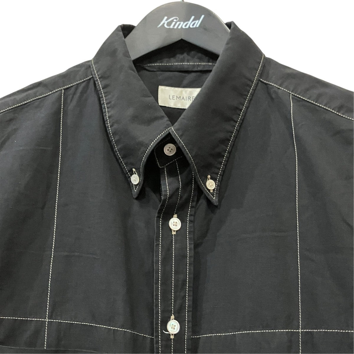 LEMAIRE BLACK MILITALY SHIRT ステッチデザインシャツ 古着・中古-3枚目のアイテム画像