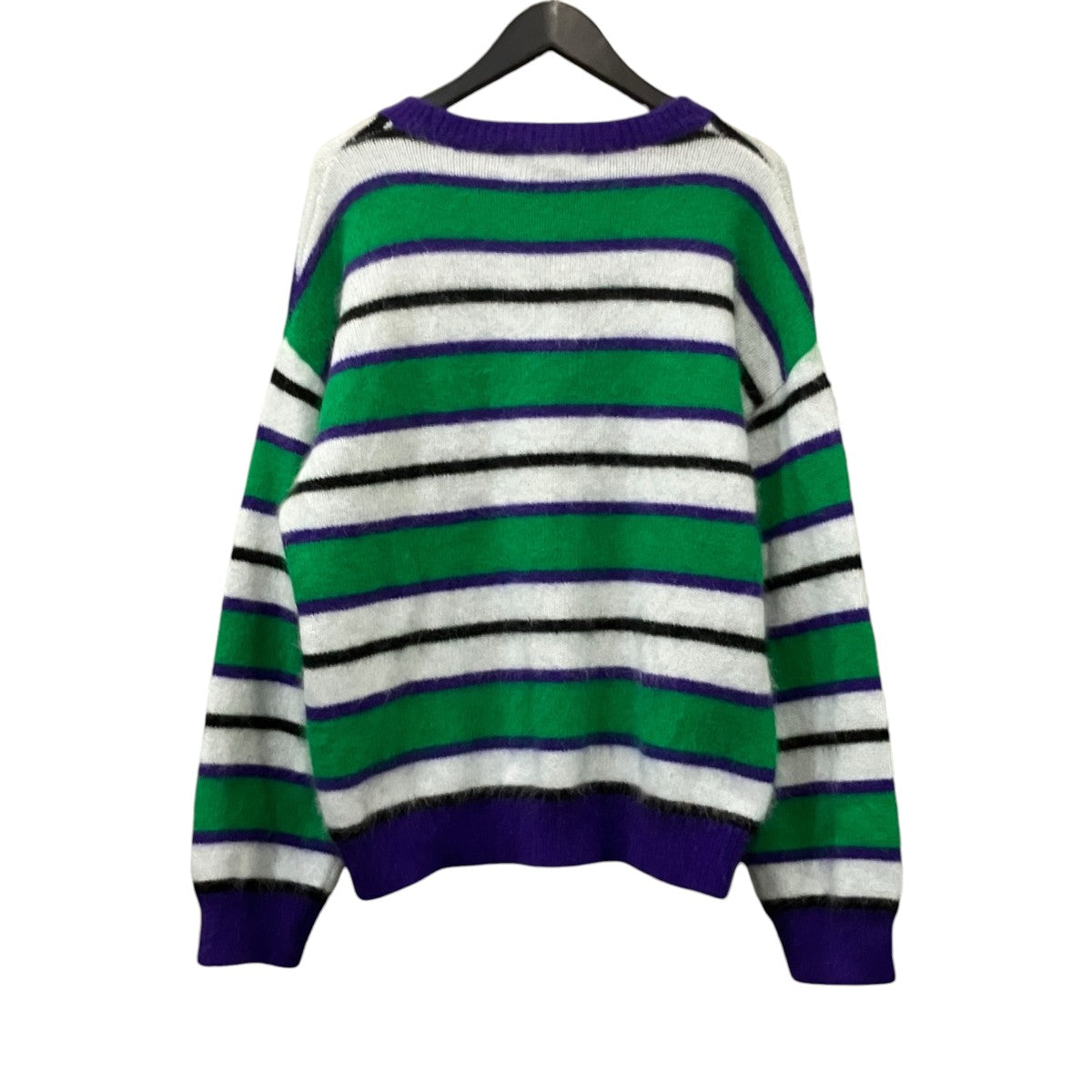 HELLA GREEN Angola Border Knit sweater 古着・中古-2枚目のアイテム画像