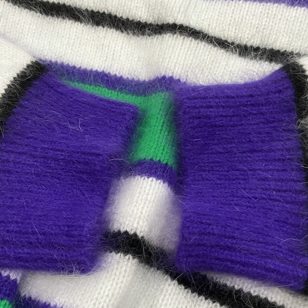 HELLA GREEN Angola Border Knit sweater 古着・中古-4枚目のアイテム画像