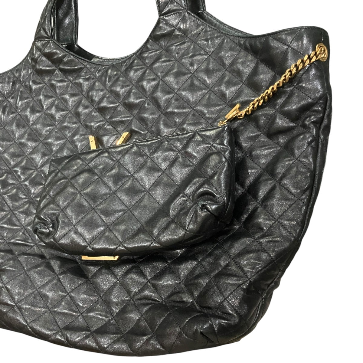 Saint Laurent Paris イカール マキシ ショッピングバッグ (ラムスキン／キルティング) イカールレザー トートバッグ 古着・中古-6枚目のアイテム画像