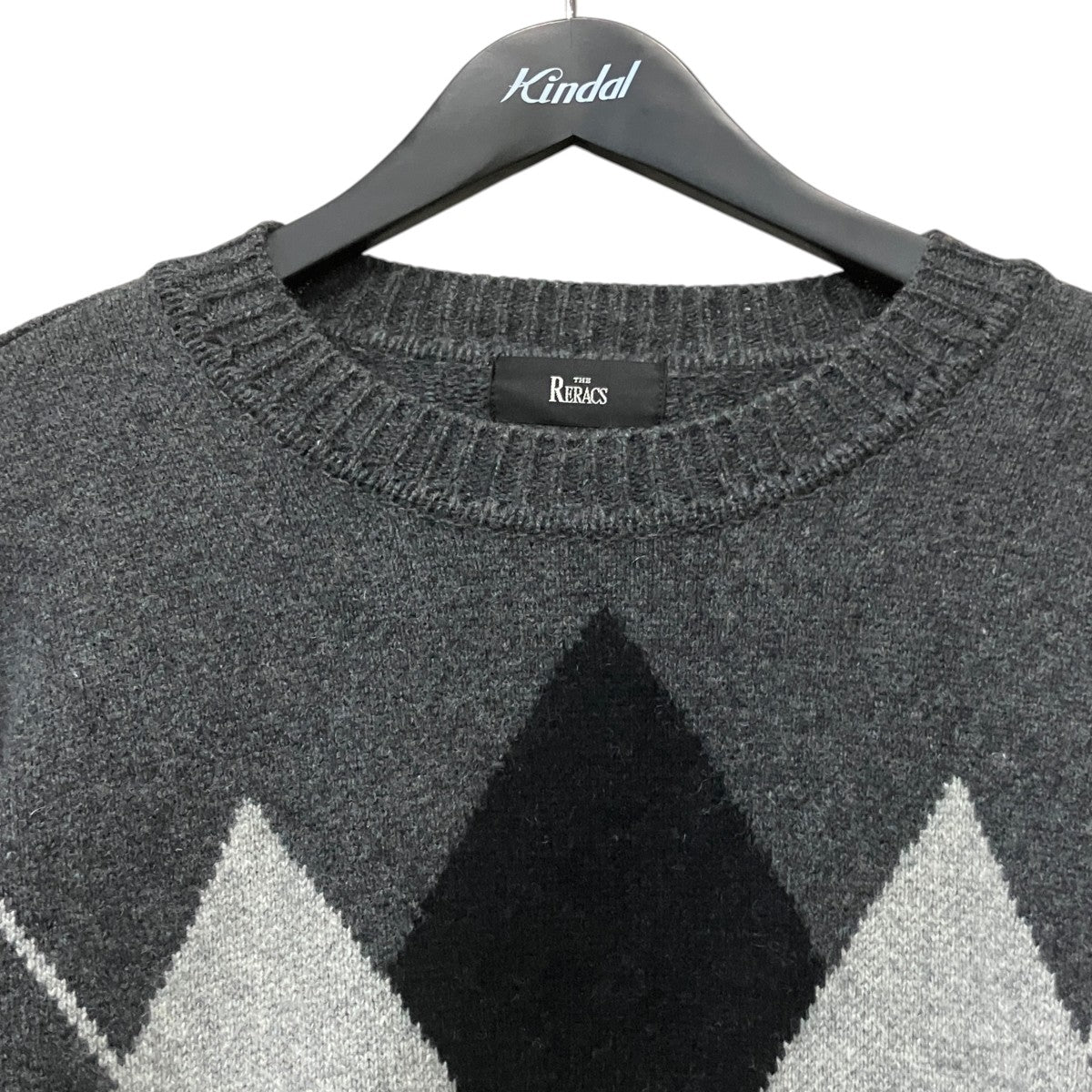 THE RERACS アーガイルウールカシミヤニットセーター 古着・中古-3枚目のアイテム画像