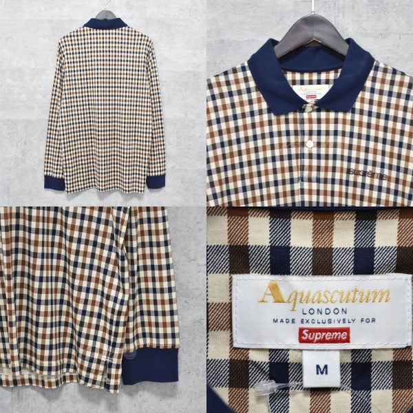 aquascutum×SUPREME(aquascutum×シュプリーム　アクアスキュータム) 16AW　 Club Check Polo　 チェック柄長袖ポロシャツ