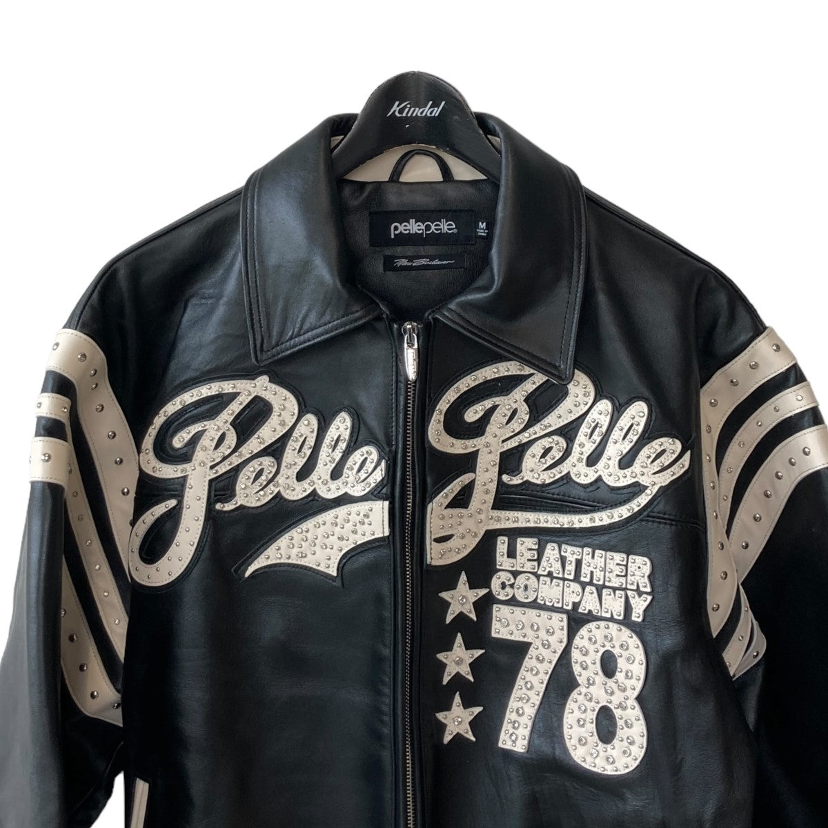 pellepelle(ペレペレ) ENCRUSTED VARSITY PLUSH レザージャケット