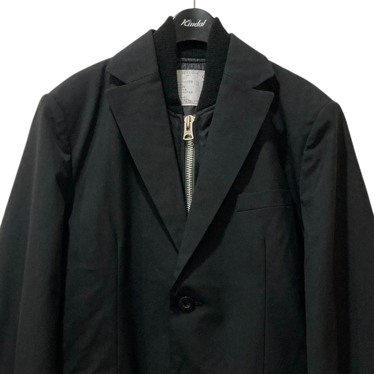 sacai(サカイ) 2024SS Suiting × Nylon Twill Jacket MA-1ドッキングテーラードジャケット  24-03266m 24-03266m ブラック サイズ 2｜【公式】カインドオルオンライン ブランド古着・中古通販【kindal】