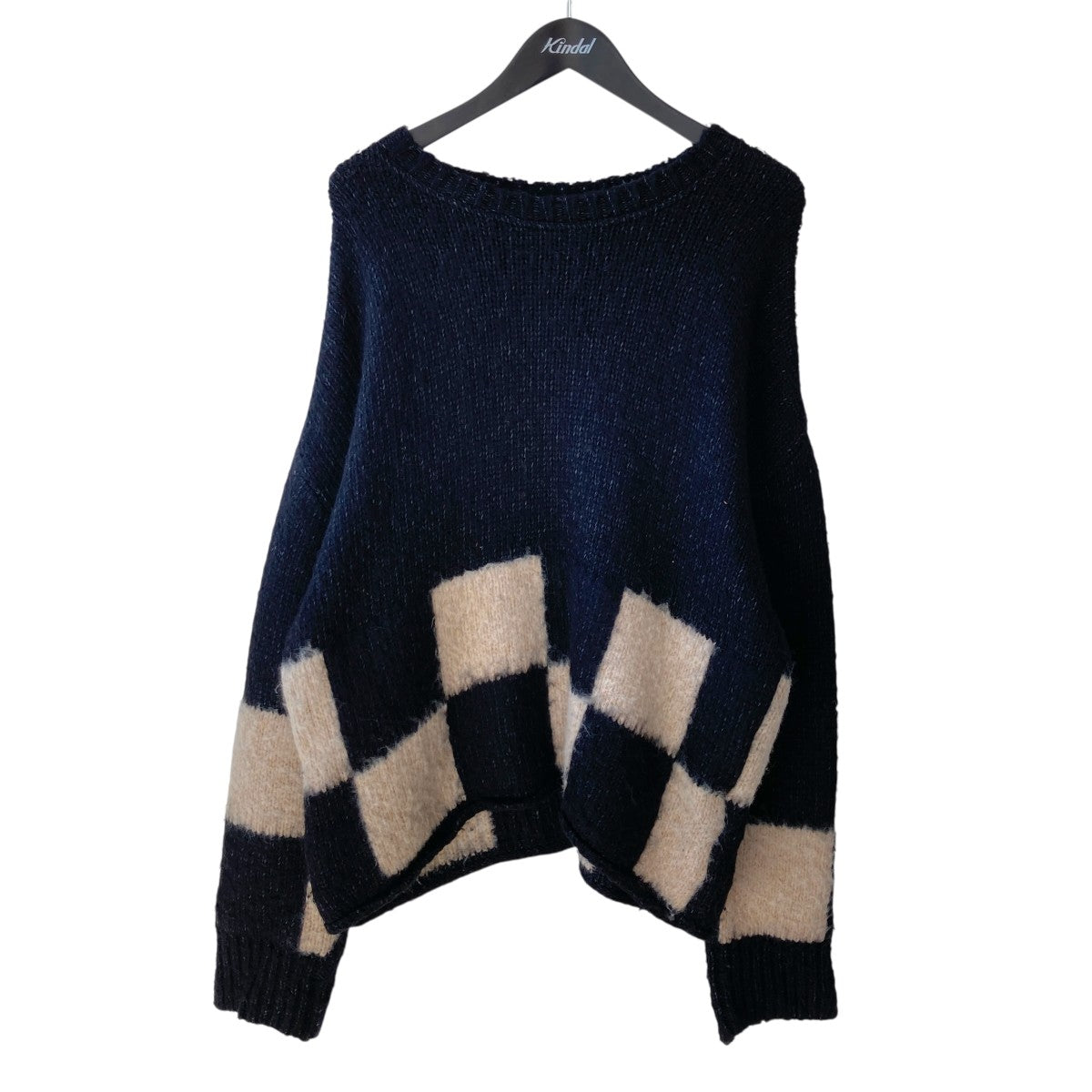 ASKYURSELF BRUSHED CHECKERED KNITチェッカーニットセーター 古着・中古-1枚目のアイテム画像