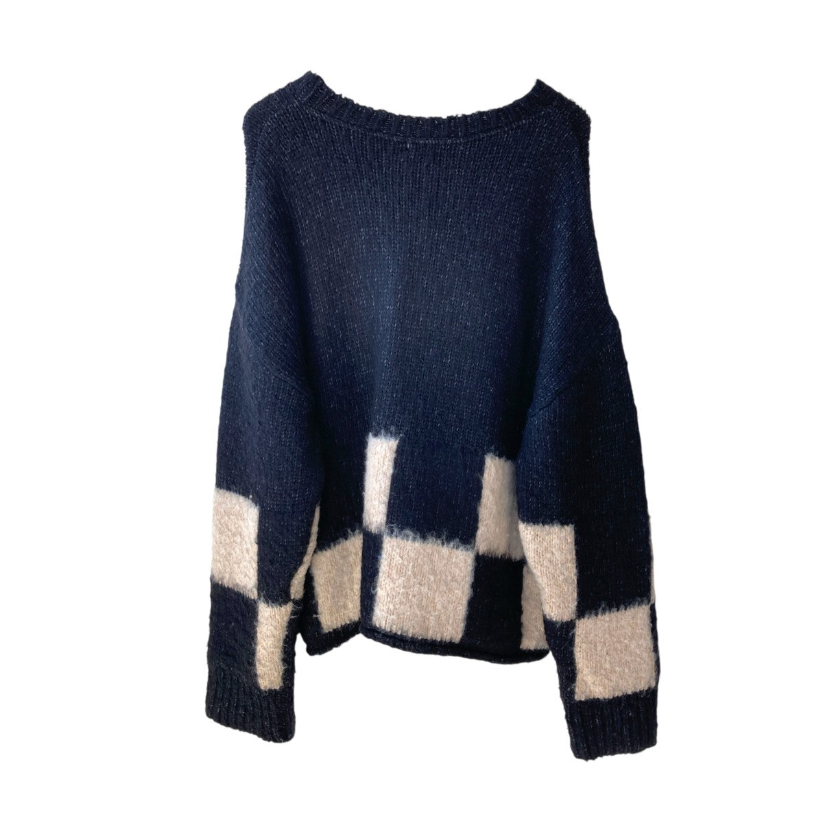 ASKYURSELF BRUSHED CHECKERED KNITチェッカーニットセーター 古着・中古-2枚目のアイテム画像