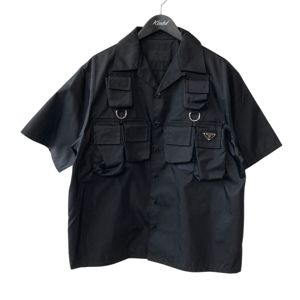 PRADA(プラダ) Re-Nylon シャツ半袖シャツSC768RE SC768RE ブラック PRADA(プラダ) Re-Nylon シャツ半袖シャツSC768RE SC768RE ブラック