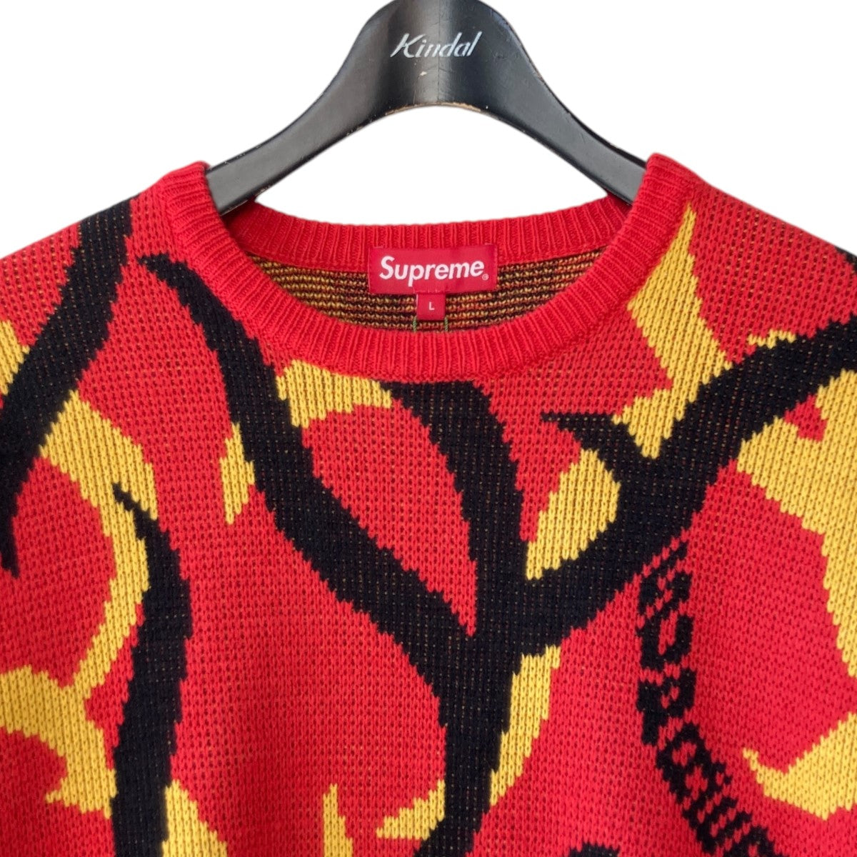 Supreme(シュプリーム) Tribal Camo Sweaterトライバルカモニットセーター レッド、イエロー サイズ  L｜【公式】カインドオルオンライン ブランド古着・中古通販【kindal】