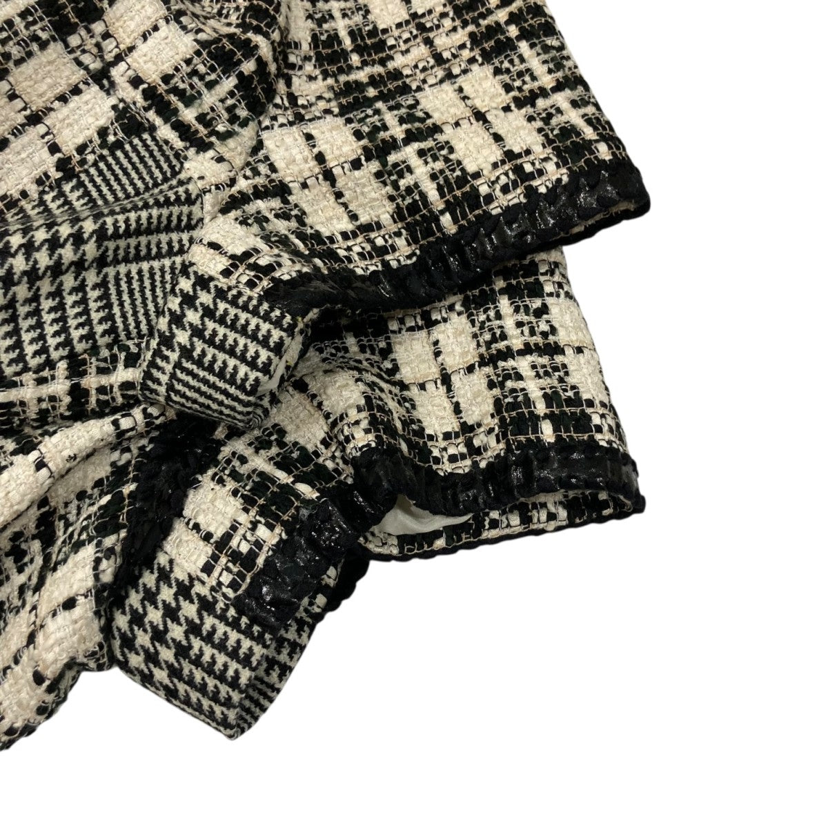 CHANEL(シャネル) チェック ツイードワンピース ブラックXホワイト
