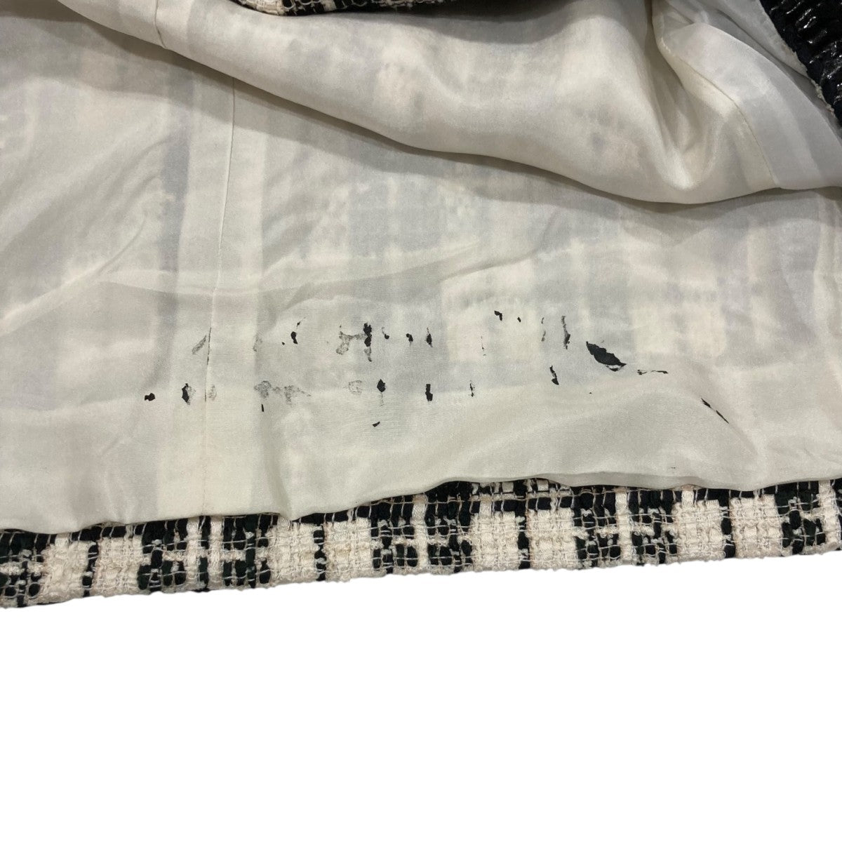 CHANEL(シャネル) チェック ツイードワンピース ブラックXホワイト