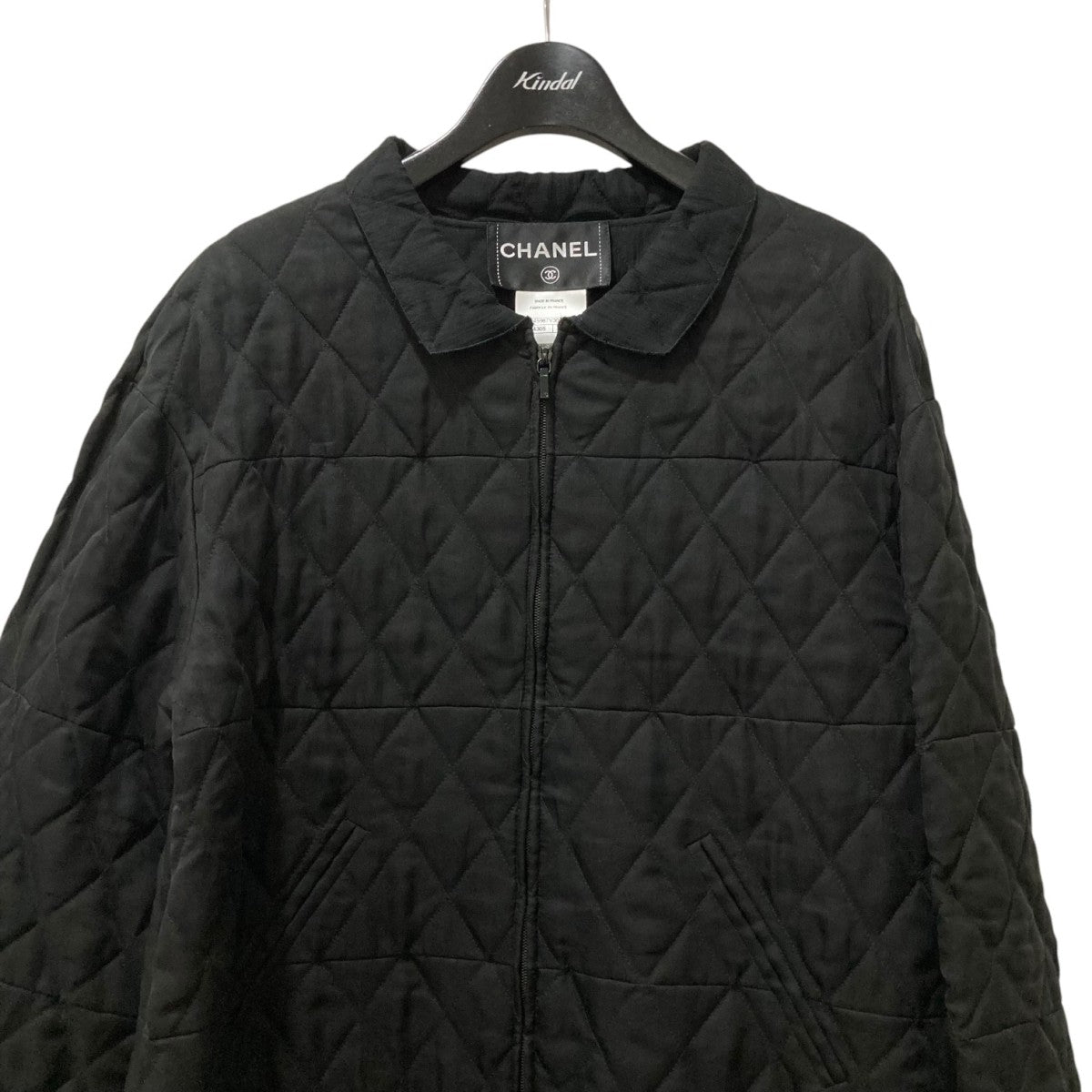CHANEL キルティングジャケット 黒 CHANEL(シャネル) キルティングシアージャケット ブラック サイズ 42