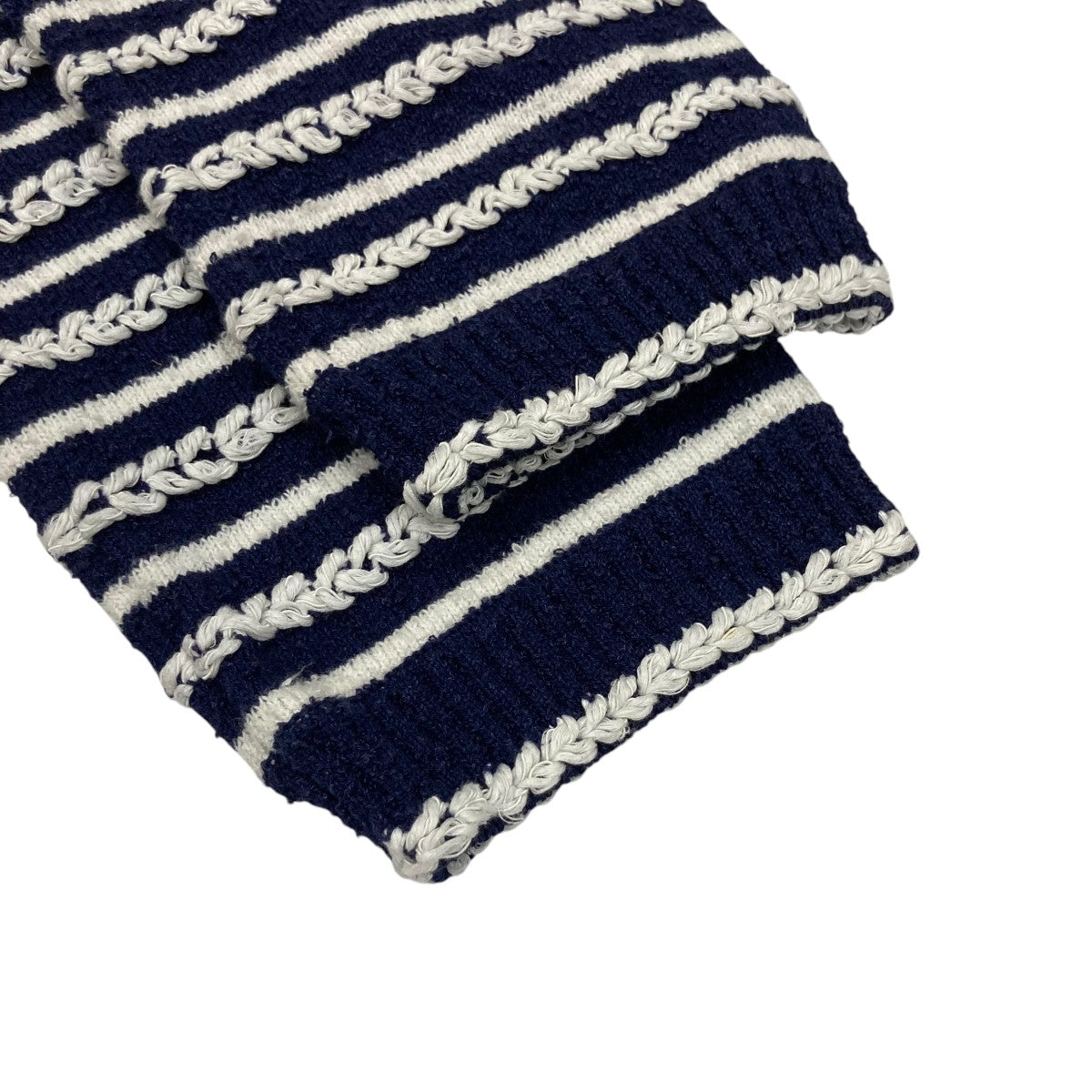 CHANEL(シャネル) ボーダーオフショルダーニットセーター ネイビー