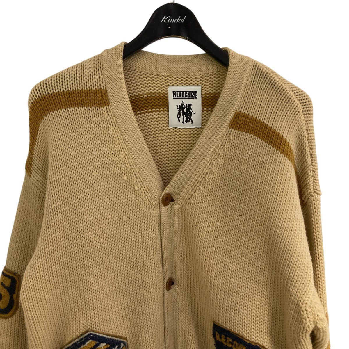 新品 バウワウ×レコグナイズ コラボ ワッペン レタードカーディガン Lサイズ RECOGNIZE LETTERED CARDIGAN レタードカーディガン-レコグナイズ 通販