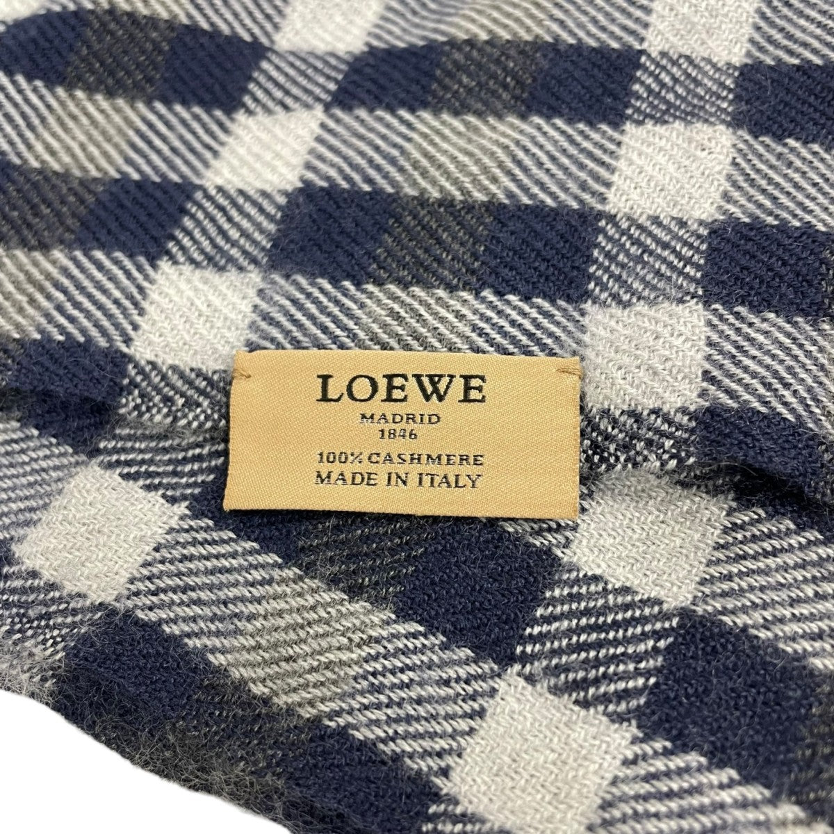LOEWE(ロエベ) チェックマフラー ネイビー｜【公式】カインドオル