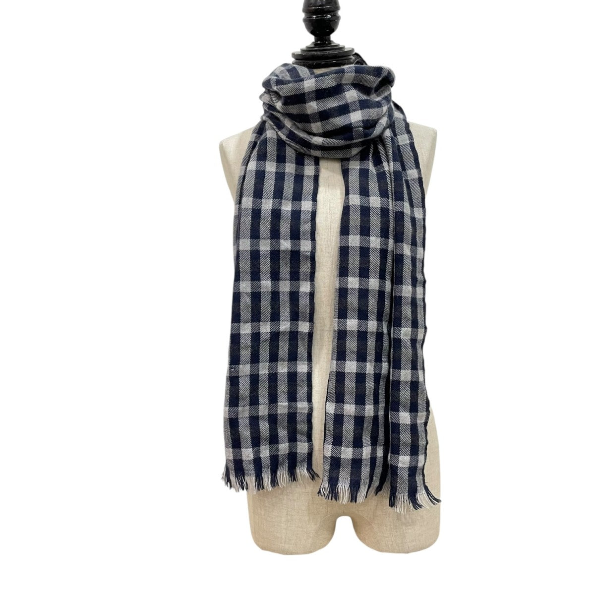 LOEWE(ロエベ) チェックマフラー ネイビー｜【公式】カインドオル