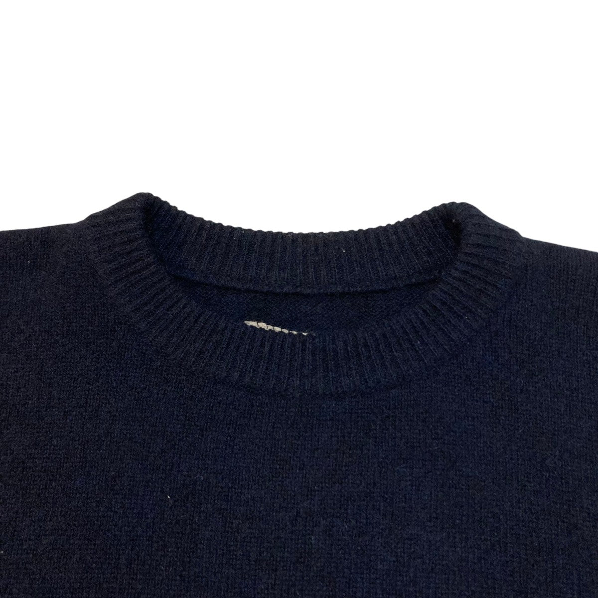 美品NAAFY CREWNECK KNIT ナーフィー　クルーネックニット SUVIN PLATINUM ミドルゲージクルーネックニット ネイビー