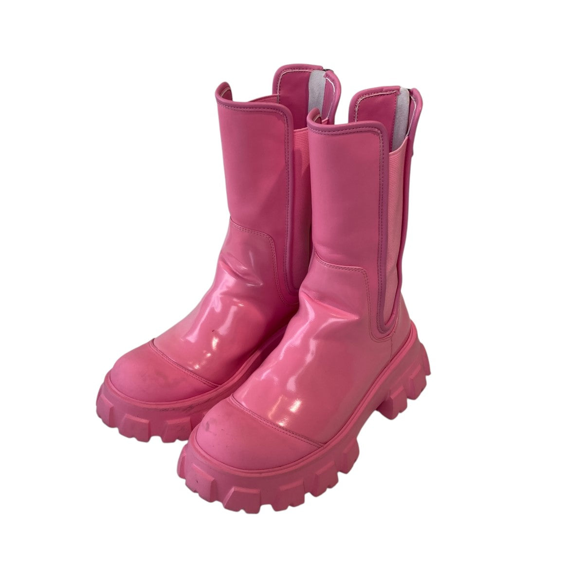 〓VIVIANO×lost in echo〓 PINK レザー コンバットブーツ VIVIANO×lost in echo】 PINK レザー コンバットブーツ
