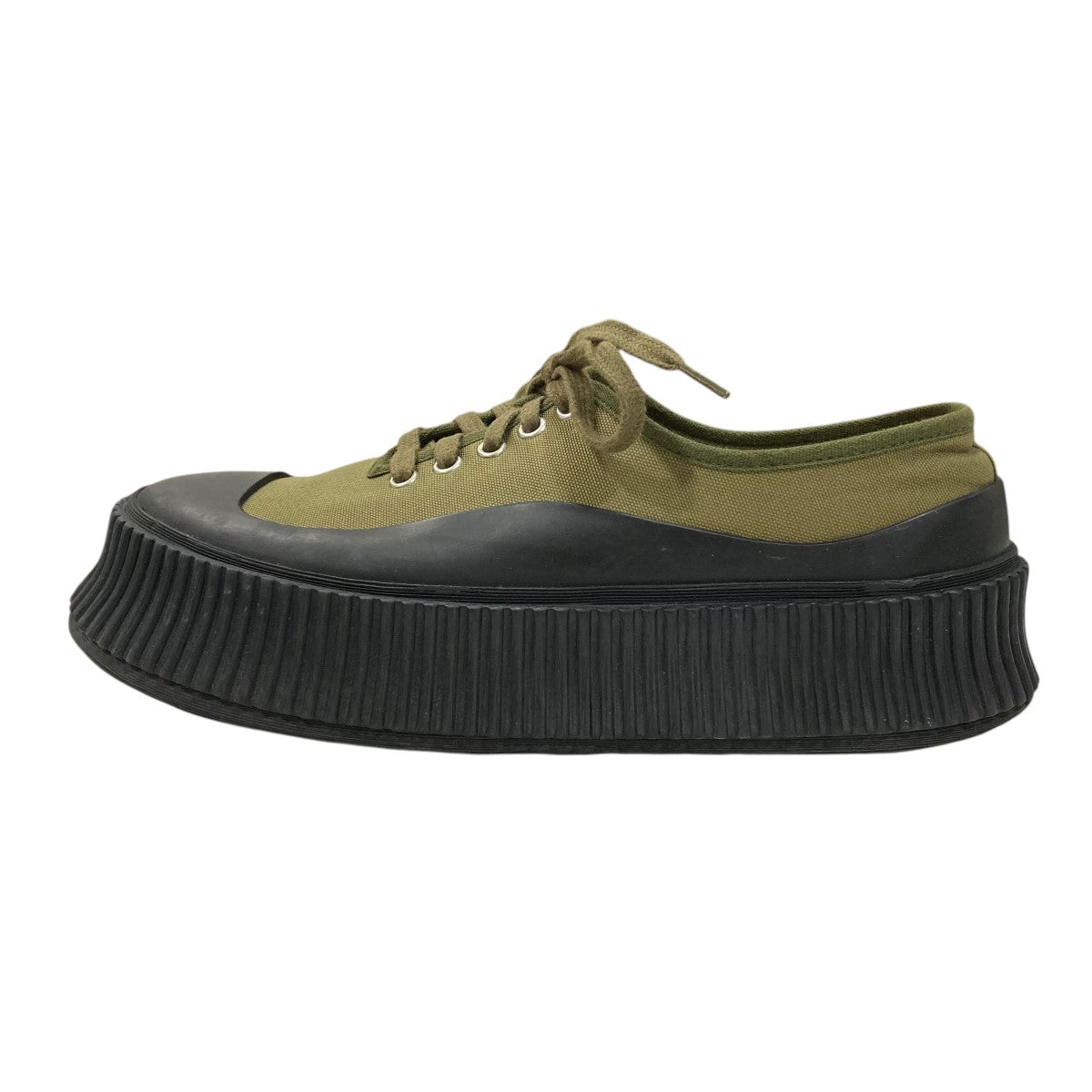 JIL SANDER■ジルサンダー 厚底 レースアップ スニーカー 緑 JIL SANDER(ジルサンダー) 厚底スニーカー カーキ サイズ 40