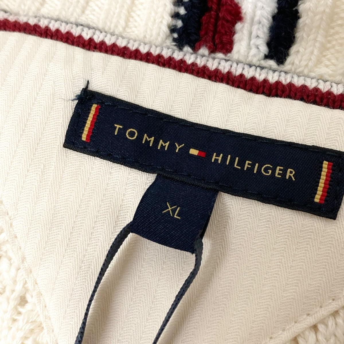 TOMMY HILFIGER CABLE KNIT LOGO CARDIGANニットカーディガンMW38044 古着・中古-4枚目のアイテム画像