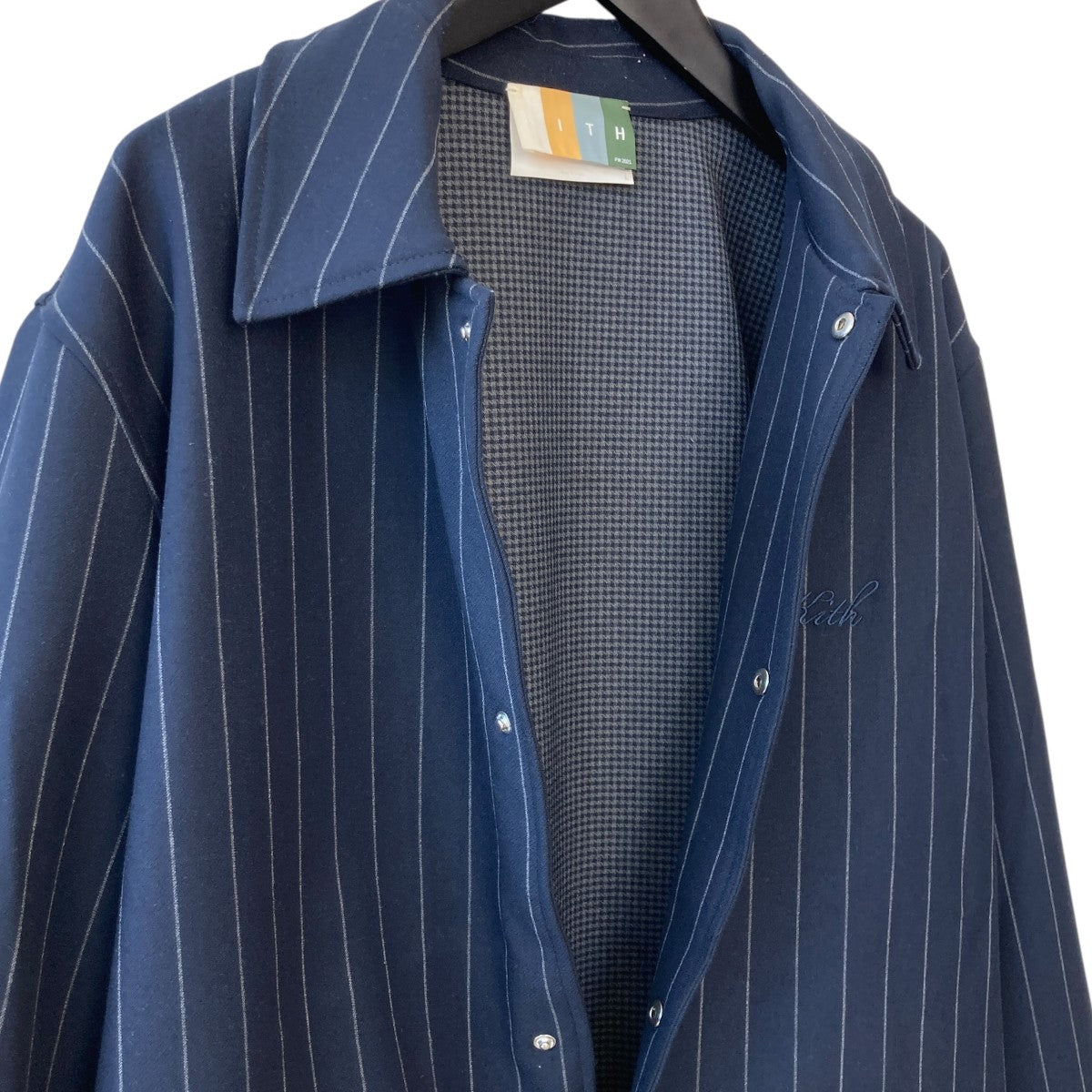 KITH ペイズリーコーチジャケット 新品未使用 L ネイビー キス kith for AMNH T-Rex Coaches Jacket 恐竜コーチジャケット