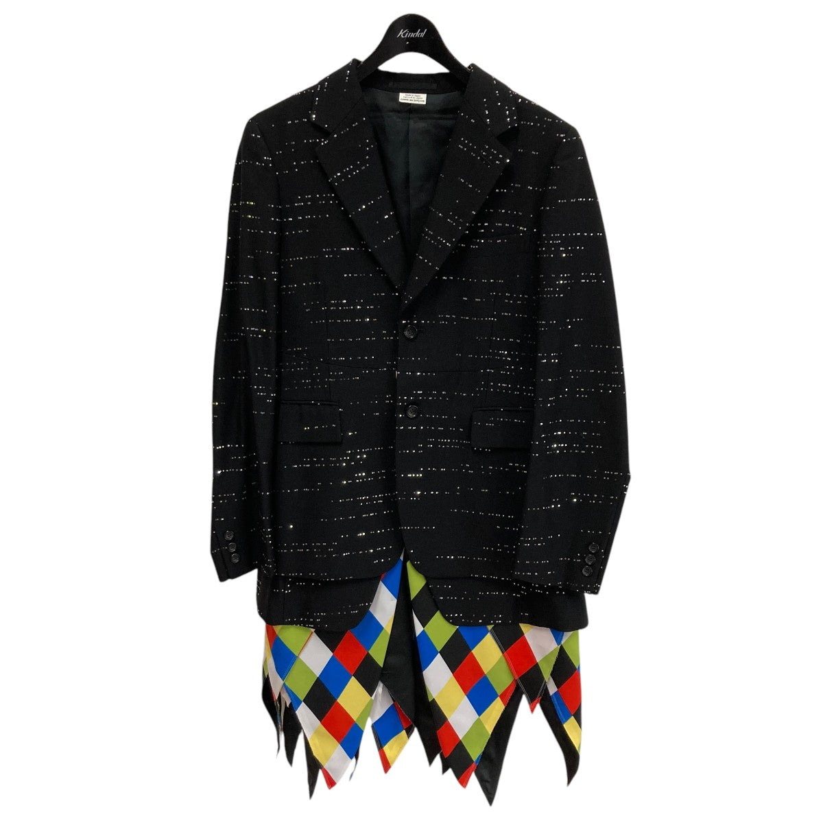COMME des GARCONS HOMME PLUS 23SSスパンコールチェックドッキングジャケットPK-J046 古着・中古-1枚目のアイテム画像